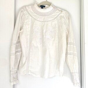 J.Crew White Cotton and Lace Blouse